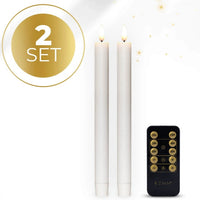 HKM-086867 Elegant White 3D Flame LED Taper Candle - 2.2cm Diameter, 24cm Height