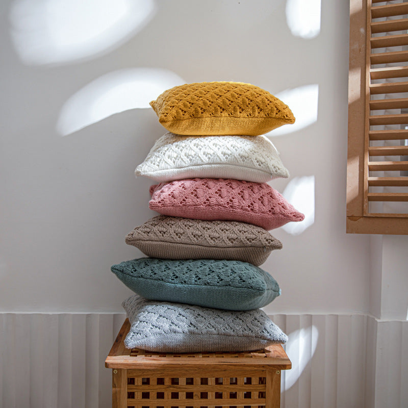 HKM-086867 Solid Color Acrylic Hug Pillow Cover - 45x45cm for Living Room, Bedroom, Outdoor Use