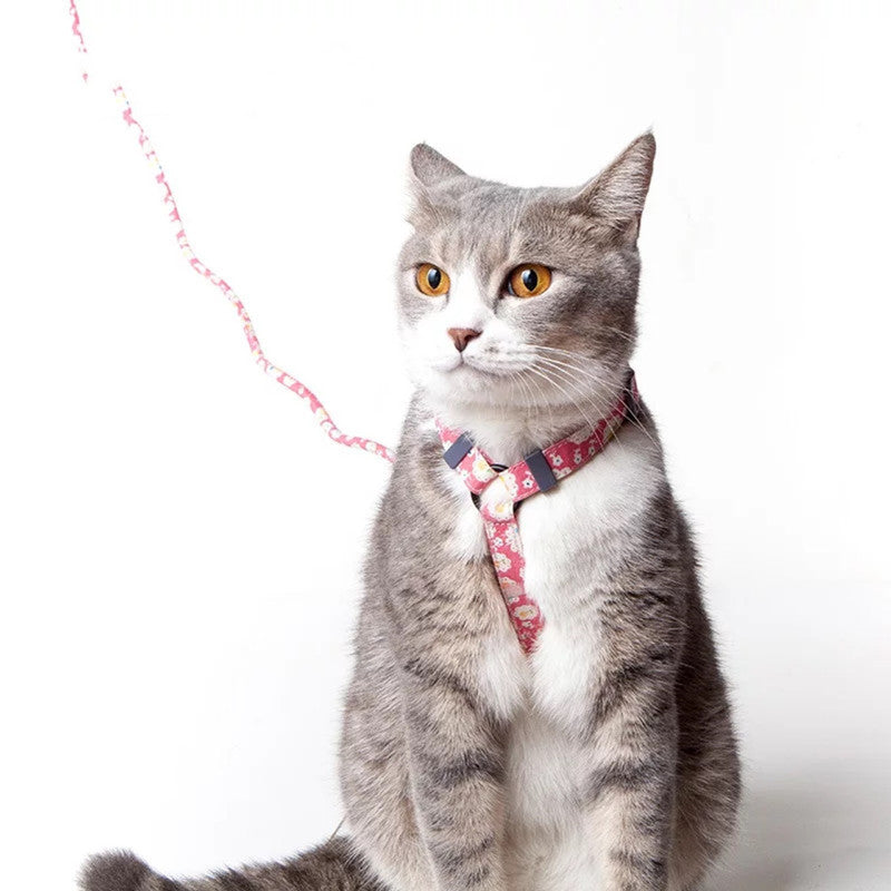 HKM-0869949 Durable Nylon Cat Leash with Adjustable Neck and Chest Fit
