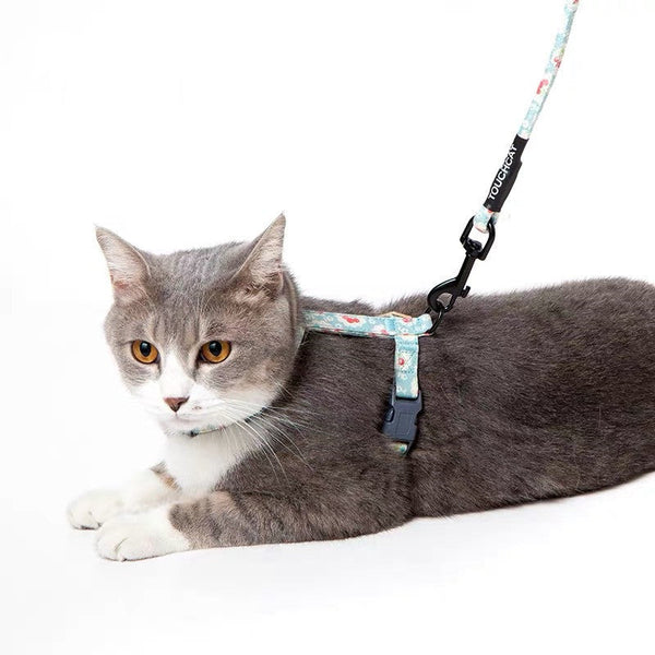 HKM-0869949 Durable Nylon Cat Leash with Adjustable Neck and Chest Fit