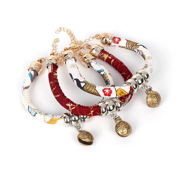HKM-0870461 Pet Bell Dog Necklace ¨C PU Material, Adjustable Sizes XS-L, Available in White and Red