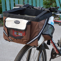 HKM-0870717 Pet Bicycle Carrier Bag for Small Dogs and Cats - Removable Front Basket with Safety Hook, Reflective Strips, and Mesh Pockets