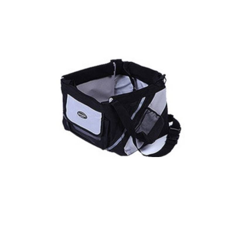 HKM-0870717 Pet Bicycle Carrier Bag for Small Dogs and Cats - Removable Front Basket with Safety Hook, Reflective Strips, and Mesh Pockets