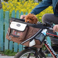HKM-0870717 Pet Bicycle Carrier Bag for Small Dogs and Cats - Removable Front Basket with Safety Hook, Reflective Strips, and Mesh Pockets