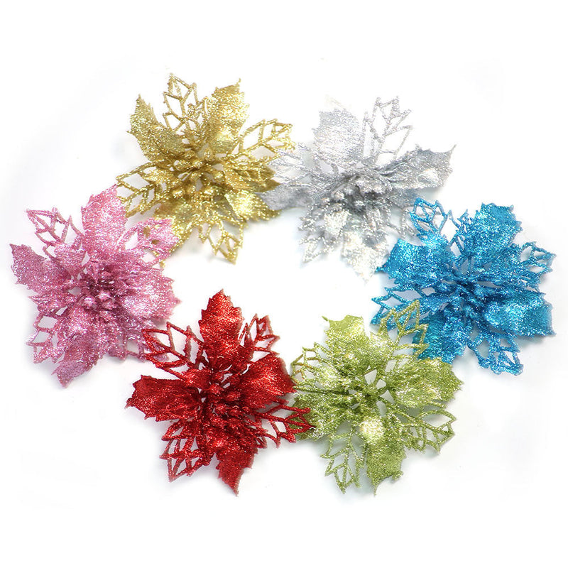 HKM-087187 Hollow Simulation Christmas Flower in Gold Dust Finish - 9.5 cm