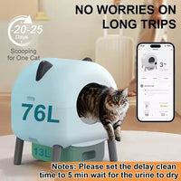 HKM-087187 Smart Self-Cleaning Cat Litter Box with WiFi Odor Control - 76L Capacity, Round Design