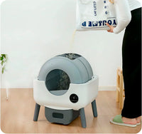 HKM-087187 Smart Self-Cleaning Cat Litter Box with WiFi Odor Control - 76L Capacity, Round Design