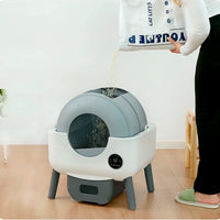 HKM-087187 Smart Self-Cleaning Cat Litter Box with WiFi Odor Control - 76L Capacity, Round Design