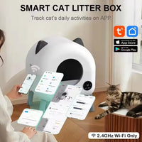 HKM-087187 Smart Self-Cleaning Cat Litter Box with WiFi Odor Control - 76L Capacity, Round Design