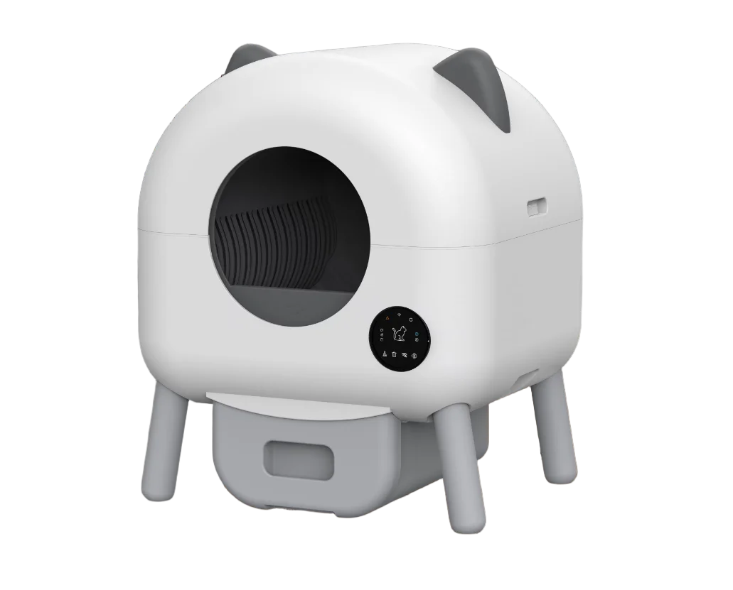 HKM-087187 Smart Self-Cleaning Cat Litter Box with WiFi Odor Control - 76L Capacity, Round Design