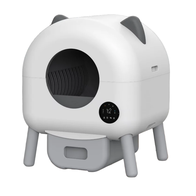 HKM-087187 Smart Self-Cleaning Cat Litter Box with WiFi Odor Control - 76L Capacity, Round Design