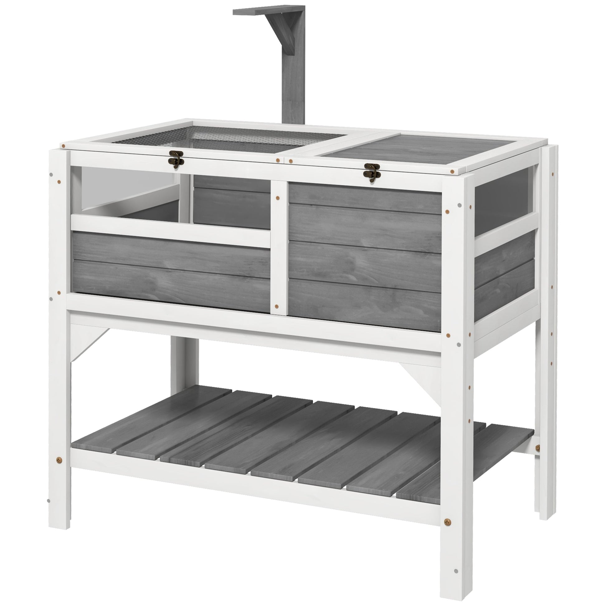 HKM-0872125 Light Gray Tortoise Habitat with Storage Shelf and Weather Protection for Indoor Use