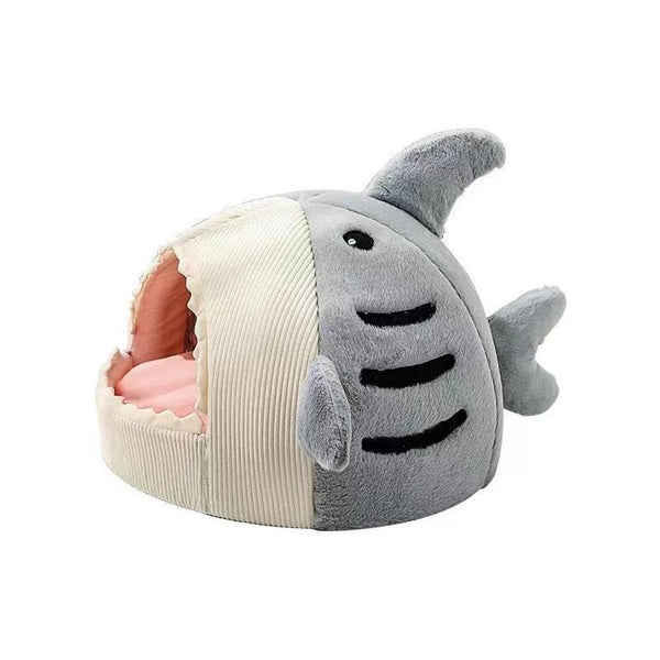 HKM-087251 Cozy Soft Shark-Shaped Hideout House for Cats