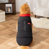 HKM-0873021 Warm Cotton-Padded Vest for Large Dogs with Pocket and Zipper Closure