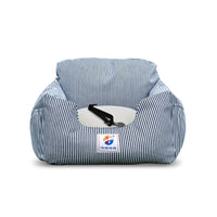 HKM-0873277 Blue Striped Denim Canvas Dog Travel Kennel - 55x50x30cm