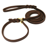 HKM-0874045 Leather Handheld Training Leash for Pets - Dark Brown and Black Options