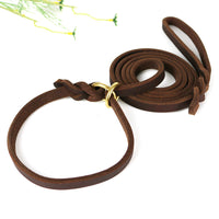 HKM-0874045 Leather Handheld Training Leash for Pets - Dark Brown and Black Options