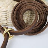 HKM-0874045 Leather Handheld Training Leash for Pets - Dark Brown and Black Options