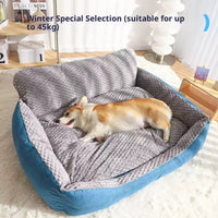 HKM-0874301 Cozy Flannel Pet Sofa Kennel with Removable Washable Cover for All Seasons