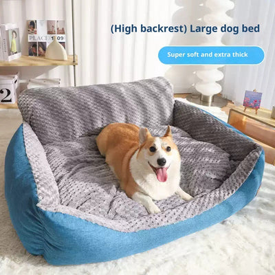 HKM-0874301 Cozy Flannel Pet Sofa Kennel with Removable Washable Cover for All Seasons