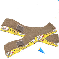 HKM-0874429 Wave-Shaped Corrugated Paper Cat Scratcher - Earthy Brown, 45x12.5x5cm