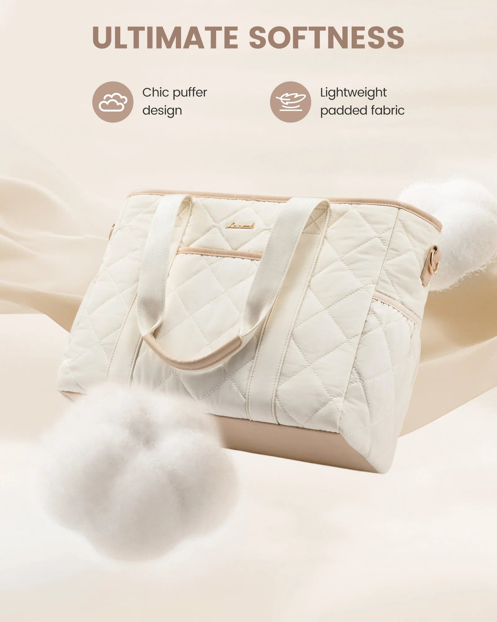 HKM-087443 Soft Quilted Nylon Laptop Tote Handbag for 15.6-17 Inch Computers, Lightweight Puffer Shoulder Bag for Women