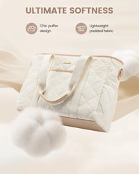 HKM-087443 Soft Quilted Nylon Laptop Tote Handbag for 15.6-17 Inch Computers, Lightweight Puffer Shoulder Bag for Women