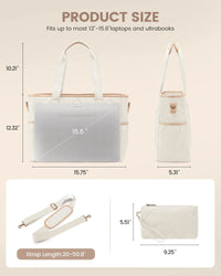 HKM-087443 Soft Quilted Nylon Laptop Tote Handbag for 15.6-17 Inch Computers, Lightweight Puffer Shoulder Bag for Women