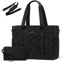 HKM-087443 Soft Quilted Nylon Laptop Tote Handbag for 15.6-17 Inch Computers, Lightweight Puffer Shoulder Bag for Women