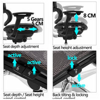 HKM-087507 Ergonomic High Back Mesh Office Chair with Adjustable Footrest and 4D Armrests