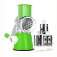 HKM-087635 Manual Stainless Steel Rotary Cheese Grater with 3 Blades and Cleaning Brush for Vegetables and Potatoes