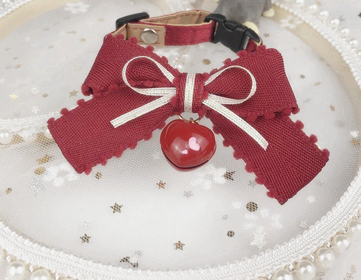 HKM-0876477 Sweet Bow Tie Collars for Cats and Dogs with Bell or Pearl Style Options
