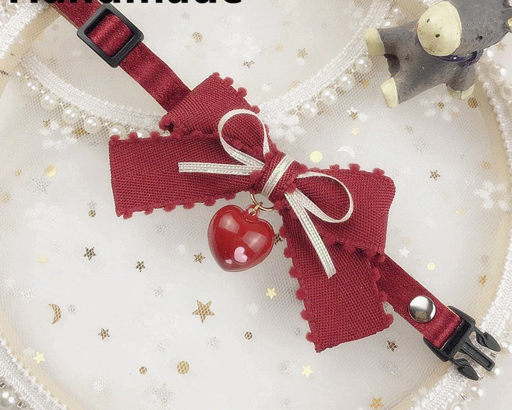 HKM-0876477 Sweet Bow Tie Collars for Cats and Dogs with Bell or Pearl Style Options