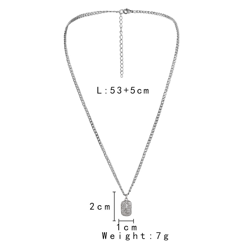 HKM-0876861 Trendy Minimalist Alloy Square Pendant Necklace for Women with Snake Chain