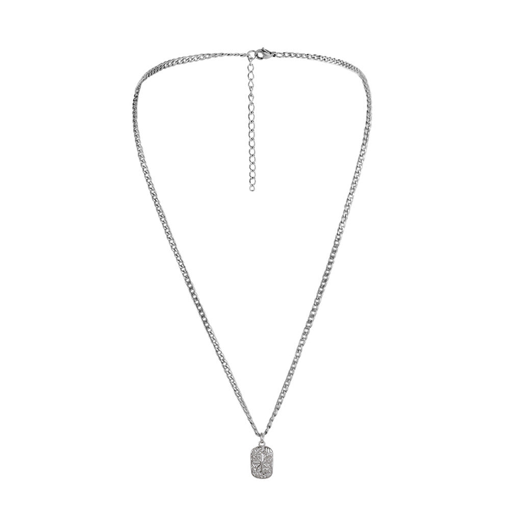 HKM-0876861 Trendy Minimalist Alloy Square Pendant Necklace for Women with Snake Chain