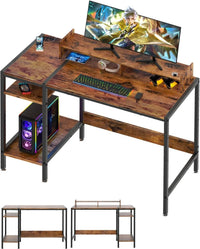 HKM-087763 Adjustable Gaming Computer Desk with Monitor Stand and Storage Solutions