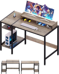 HKM-087763 Adjustable Gaming Computer Desk with Monitor Stand and Storage Solutions