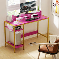 HKM-087763 Adjustable Gaming Computer Desk with Monitor Stand and Storage Solutions