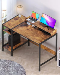 HKM-087763 Adjustable Gaming Computer Desk with Monitor Stand and Storage Solutions