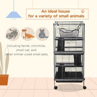 HKM-0877885 Rolling Large Ferret Cage with 5 Tiers, Hammock, Removable Tray, and Heavy-Duty Steel Frame