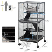HKM-0877885 Rolling Large Ferret Cage with 5 Tiers, Hammock, Removable Tray, and Heavy-Duty Steel Frame