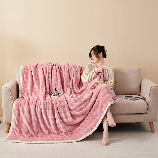 HKM-087891 Thickened Milk Fiber Rabbit Hair Blanket – All Season, Multiple Sizes & Colors Available