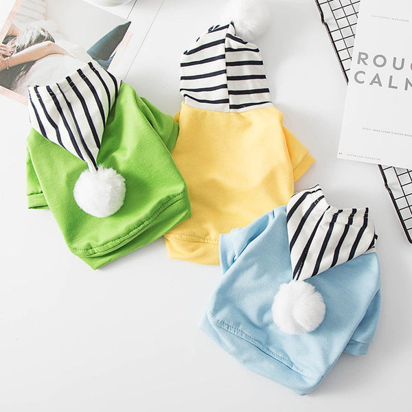 HKM-0879293 Casual Hooded Sweatshirt for Dogs in Blue, Yellow, and Green - Sizes XS to XL