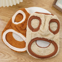 HKM-0879805 Fleece-Lined Dog Coat with Bear Ears - Warm Pet Clothing in Cream