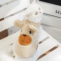 HKM-0879805 Fleece-Lined Dog Coat with Bear Ears - Warm Pet Clothing in Cream