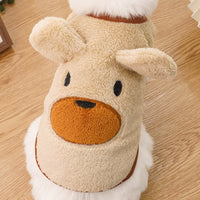 HKM-0879805 Fleece-Lined Dog Coat with Bear Ears - Warm Pet Clothing in Cream