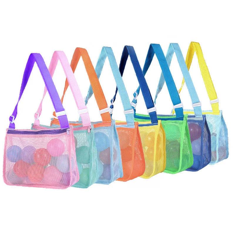HKM-088147 Children's Rectangular Toy Storage Bag - Lightweight Mesh Beach & Travel Organizer 20x24x8cm