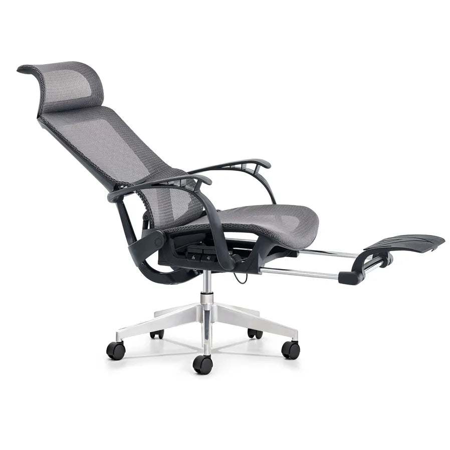 HKM-088147 Ergonomic Mesh Office Chair with Footrest and Fixed Armrests for Comfortable Workspaces
