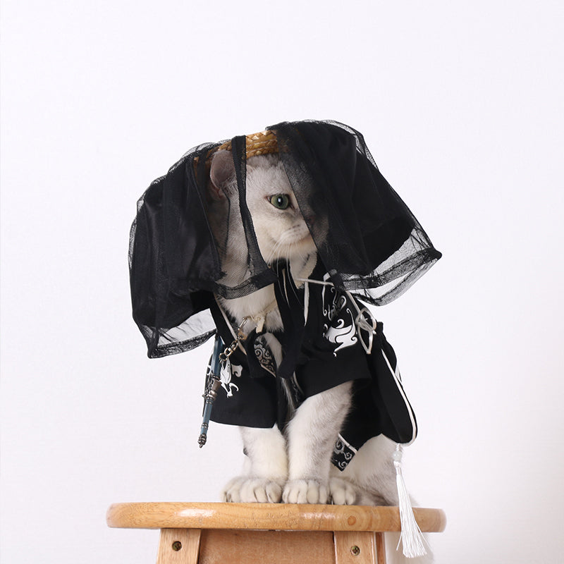 HKM-0882365 Casual Cotton Dragon Robe for Small Dogs - Anti-Hair Pet Apparel in White
