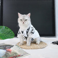 HKM-0882365 Casual Cotton Dragon Robe for Small Dogs - Anti-Hair Pet Apparel in White